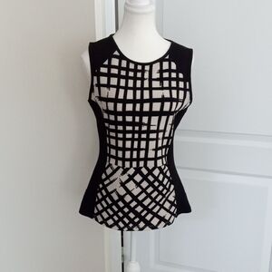Papillon Blanc Black and White Checkered Top